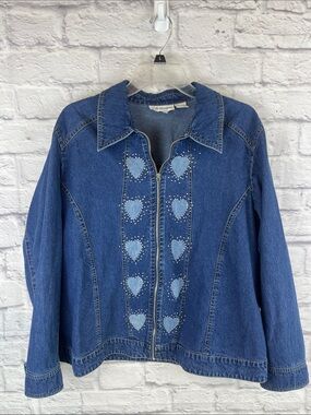 C.D. Daniels Women’s Rhinestone Heart Denim Jacket Cottage Country Grandma